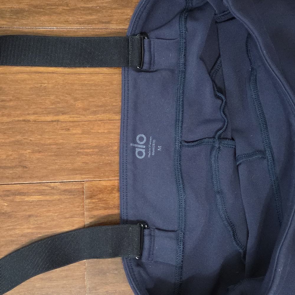 ALO ALPINE HIGH WAISTED NAVY BLUE SUSPENDERS YOGA LEGGINGS PANTS - Picture 6 of 8